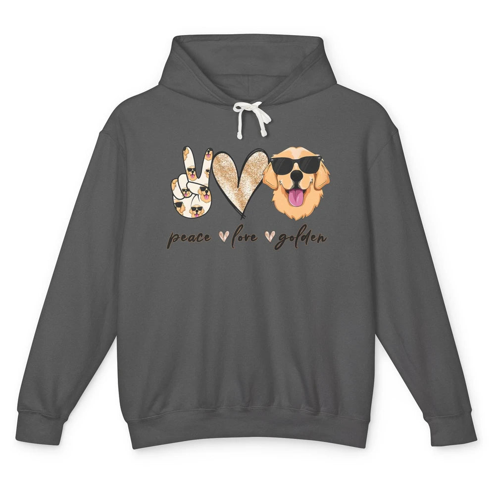 Peace Love Golden Dog Lover Golden Retriever Dad Mom Gift Unisex Lightweight Hoodie