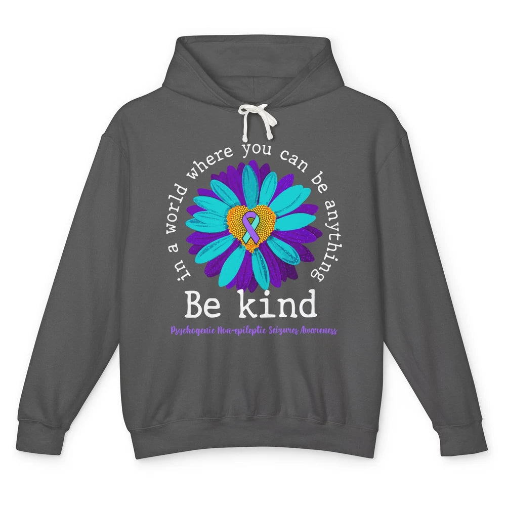PNES Awareness Purple Teal Ribbon Sunflower Be Kind Unisex Lightweight Hoodie