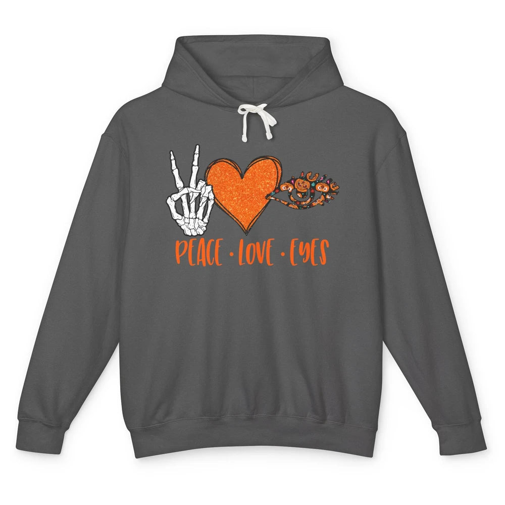 Optician Halloween Peace Love Eyes Optometrist Pumpkin Gift Unisex Lightweight Hoodie