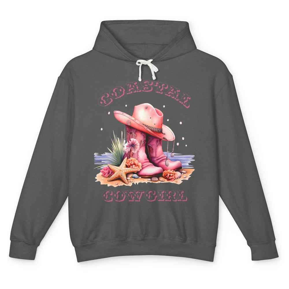Retro Cowgirl Boots Coastal Cowgirl Western Country Beach Unisex Lightweight Hoodie