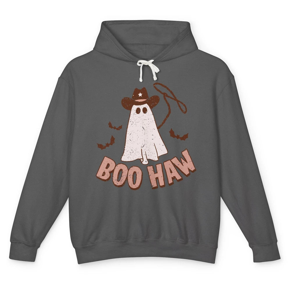 Retro Cowboo Boo Haw Ghost Fall Spooky Season Western Cowboy Unisex Lightweight Hoodie