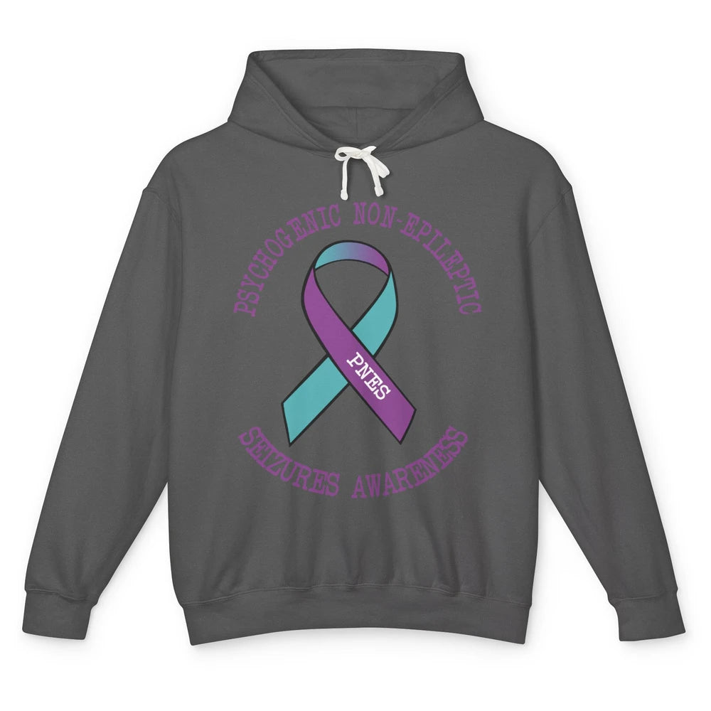 Psychogenic Non-epileptic Seizures PNES Purple Teal Ribbon Unisex Lightweight Hoodie