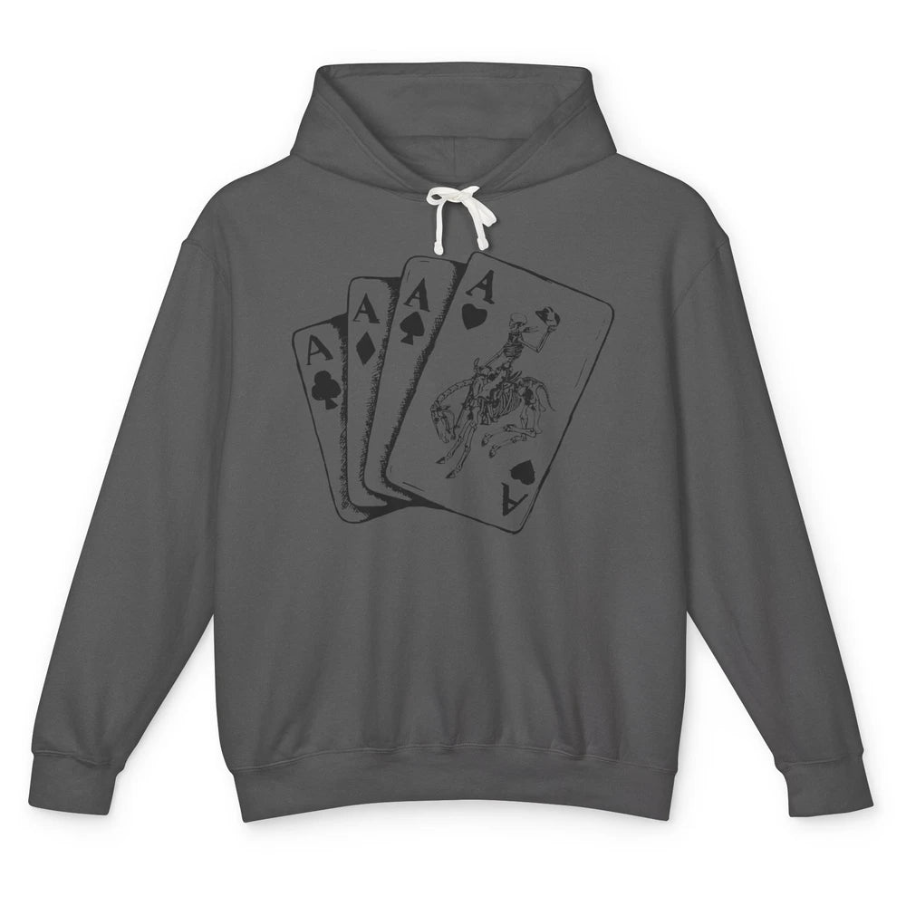 Skeleton Cowboy Horsing Playing Cards Western Cowboy Rodeo Unisex Lightweight Hoodie