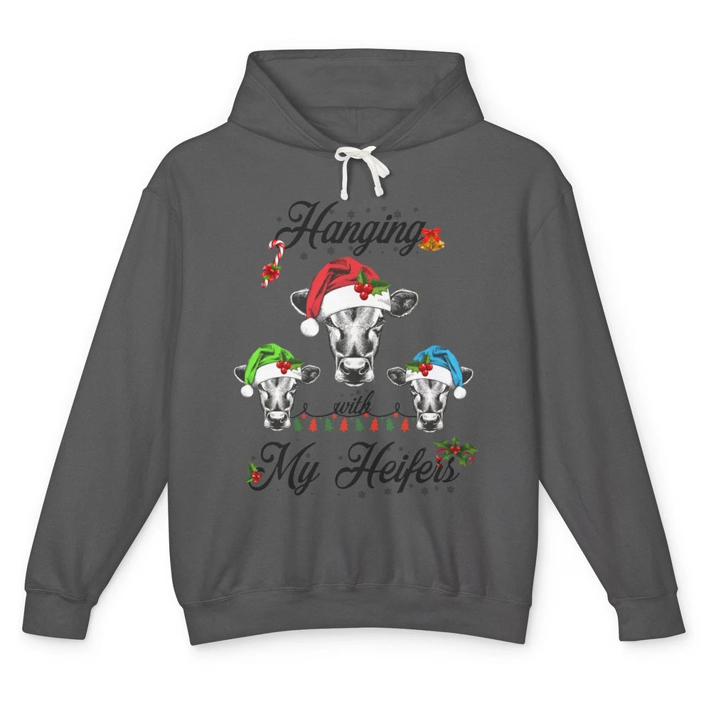 Funny Hanging With My Heifers Santa Heifer Christmas Costume Unisex Lightweight Hoodie