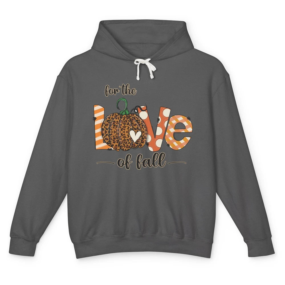 Retro Love Fall Y'All Leopard Pumpkin Heart Halloween Fall Unisex Lightweight Hoodie