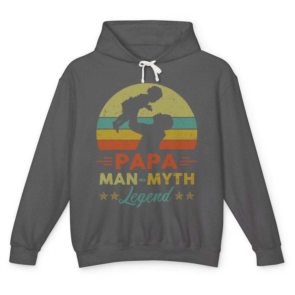Papa Man Myth Legend Fathers Day Vintage Unisex Lightweight Hoodie