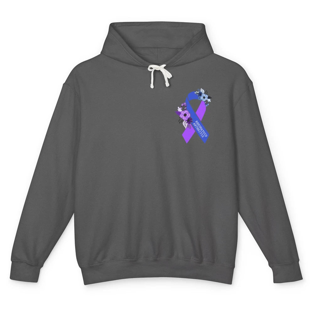 Rheumatoid Arthritis RA Awareness Support Blue Purple Ribbon Unisex Lightweight Hoodie