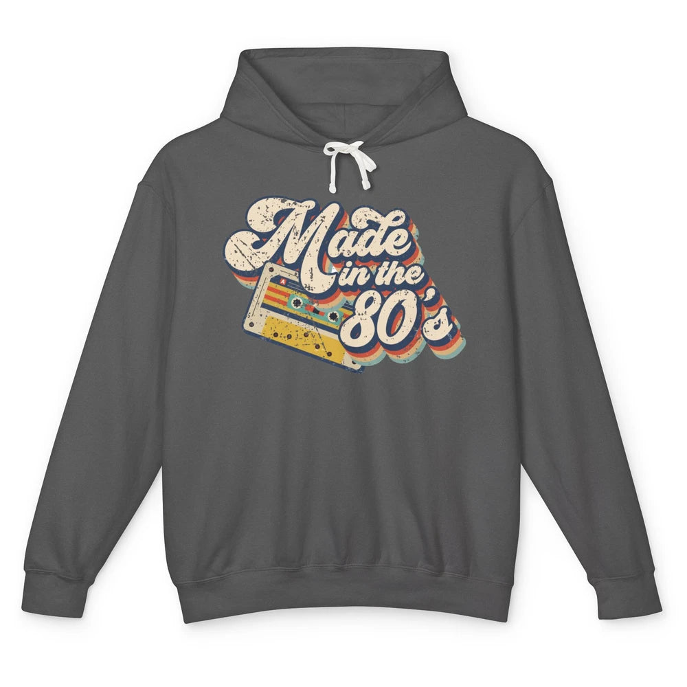 Retro Cassette Made In The 80's 1980s Born Birthday Day Gift Unisex Lightweight Hoodie