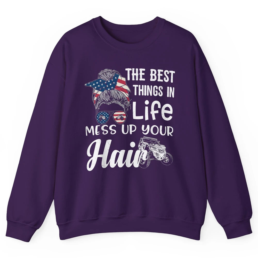 Retro Mess Up Your Hair Motocross Quad Biker ATV SXS Offroad Unisex Crewneck Sweatshirt