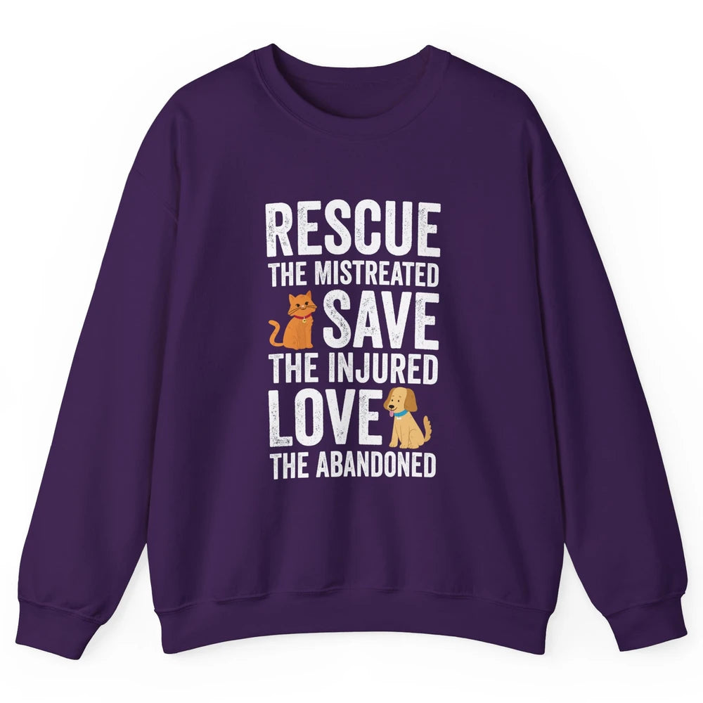 Rescue Mistreated Save Injured Adopt Dog Cat Animal Rescuer Unisex Crewneck Sweatshirt