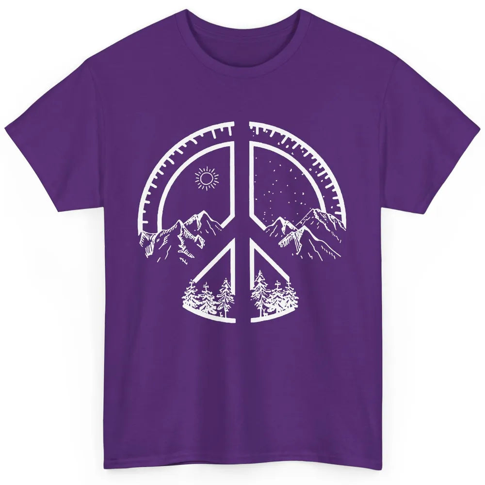 Peace Love Hiking Mountain Hikers Exploring Nature Camping Classic Unisex T-Shirt