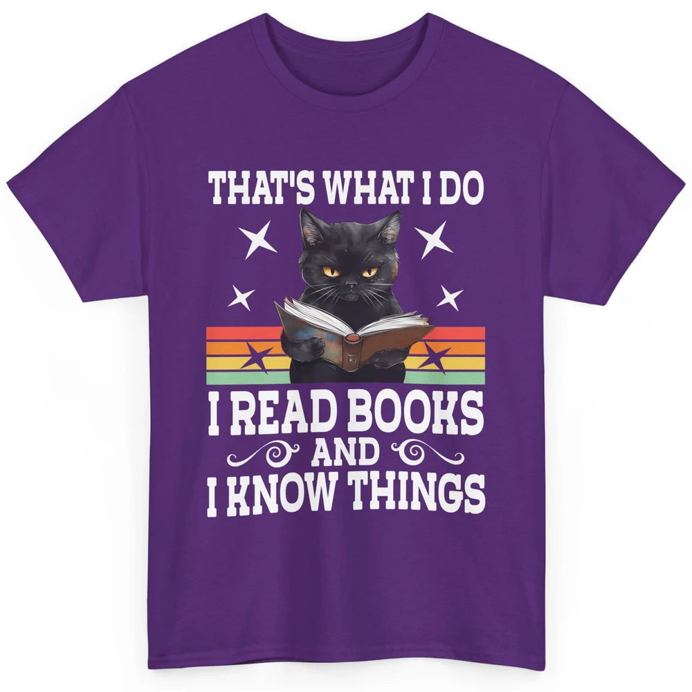 Retro Cat Books The Reader Black Cat Reading Books Bookish Bookworm Kitten Classic Unisex T-Shirt