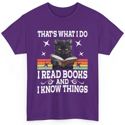Retro Cat Books The Reader Black Cat Reading Books Bookish Bookworm Kitten Classic Unisex T-Shirt