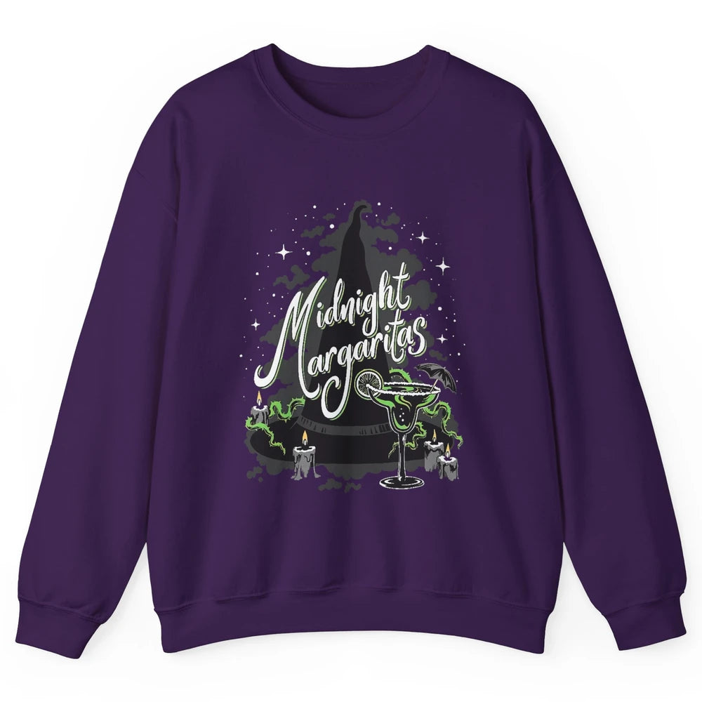 Midnight Margaritas Witch Hat Wine Halloween Spooky Party Unisex Crewneck Sweatshirt