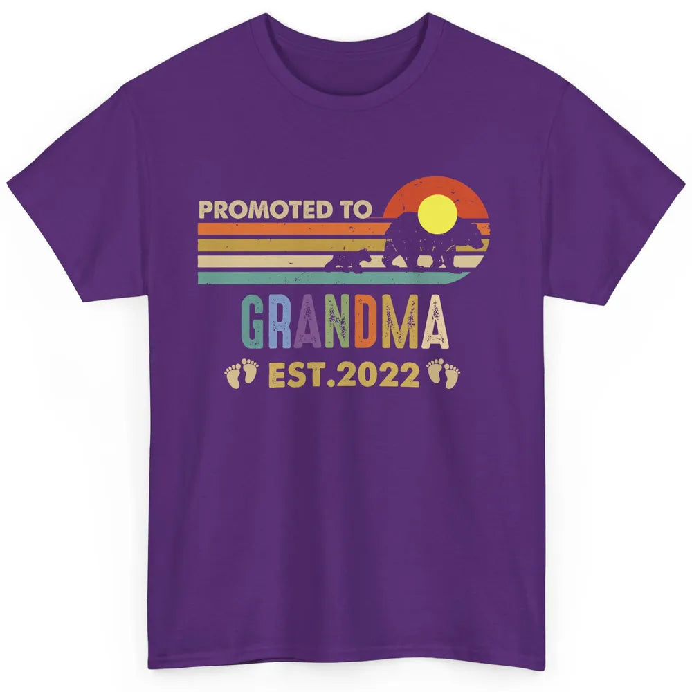 Retro Bear Sunset Promoted To Grandma Est 2022 Pregnancy Classic Unisex T-Shirt