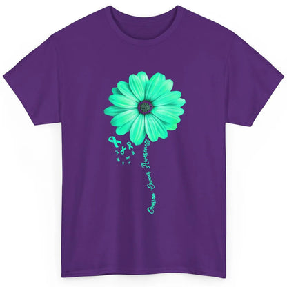 Ovarian Cancer Awareness Daisy Flower Teal Ribbon Cancer Classic Unisex T-Shirt