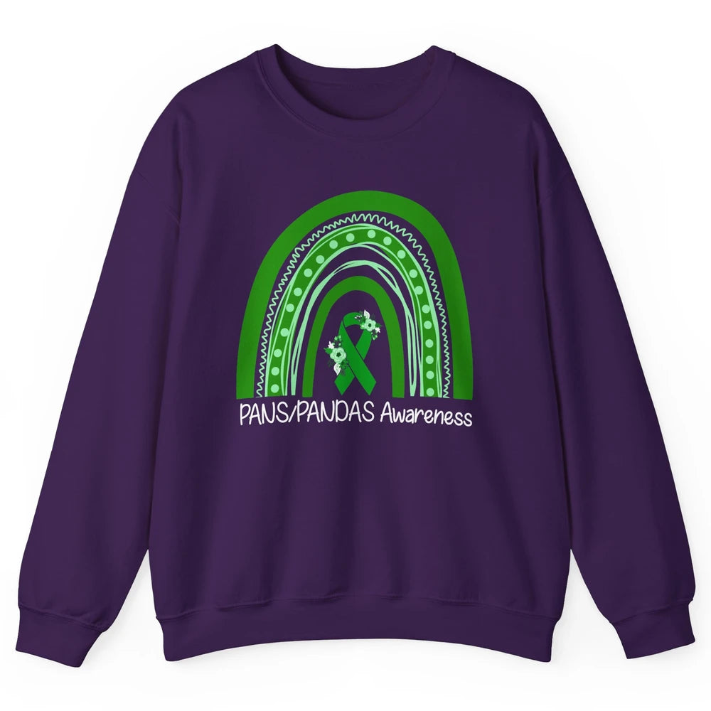 PANS/PANDAS Awareness Floral Green Ribbon Rainbow Pans Unisex Crewneck Sweatshirt