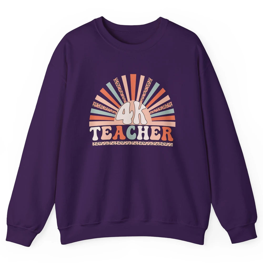 Retro 4k Teacher Kindergarten Back to School Pre-K Teacher Unisex Crewneck Sweatshirt