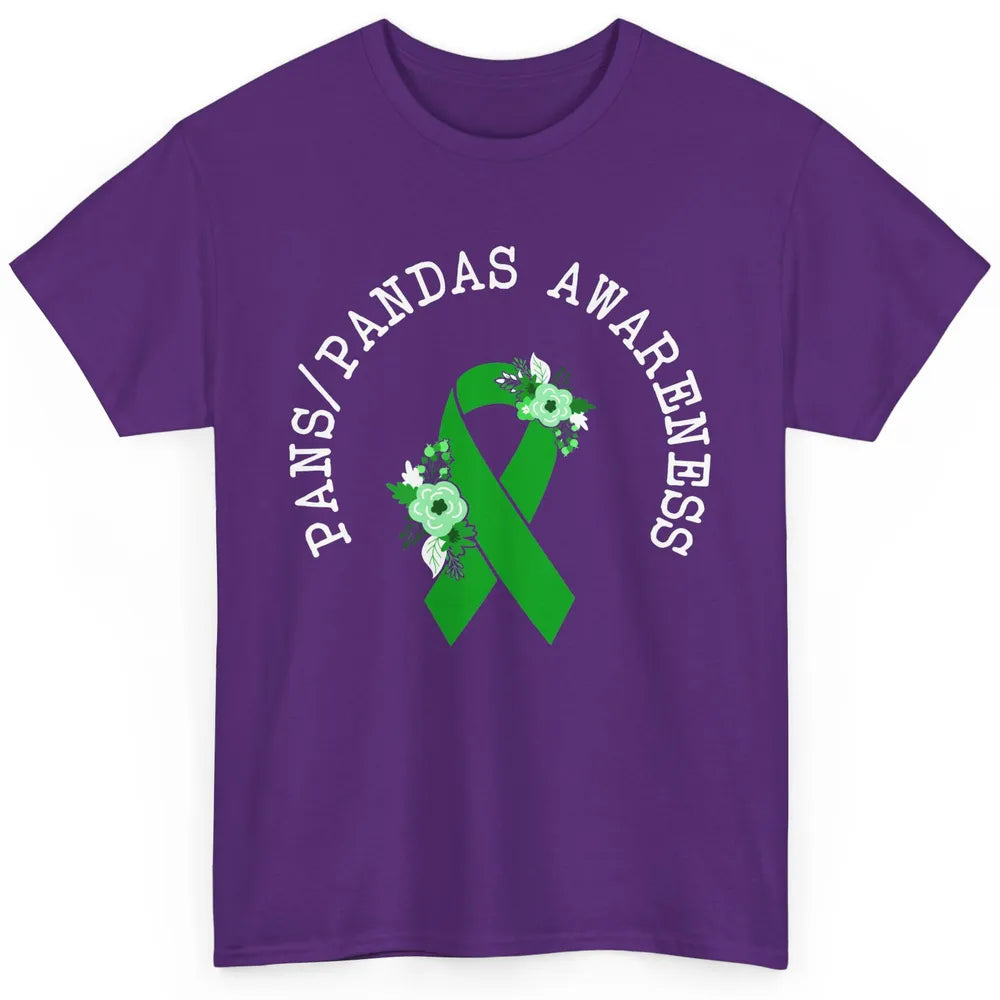 PANS/PANDAS Awareness Floral Green Ribbon Pans Disease Classic Unisex T-Shirt