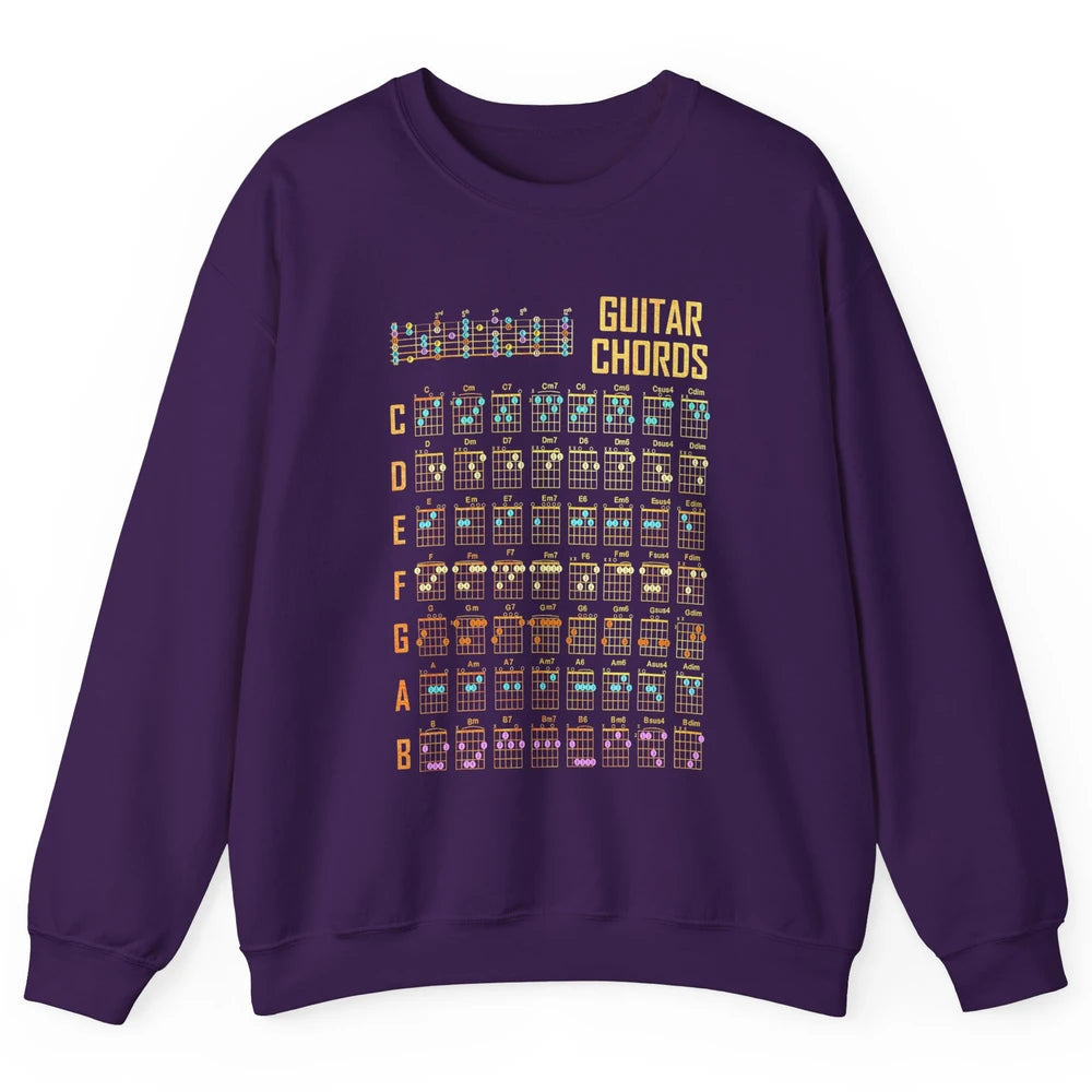 Music Art Guitar Chords Retro Guitarist Play Guitar Musician Unisex Crewneck Sweatshirt