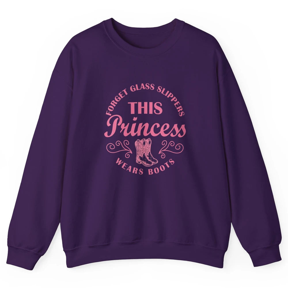 Princess Cowboy Boots Western Country Cowgirl Girls Rodeo Unisex Crewneck Sweatshirt