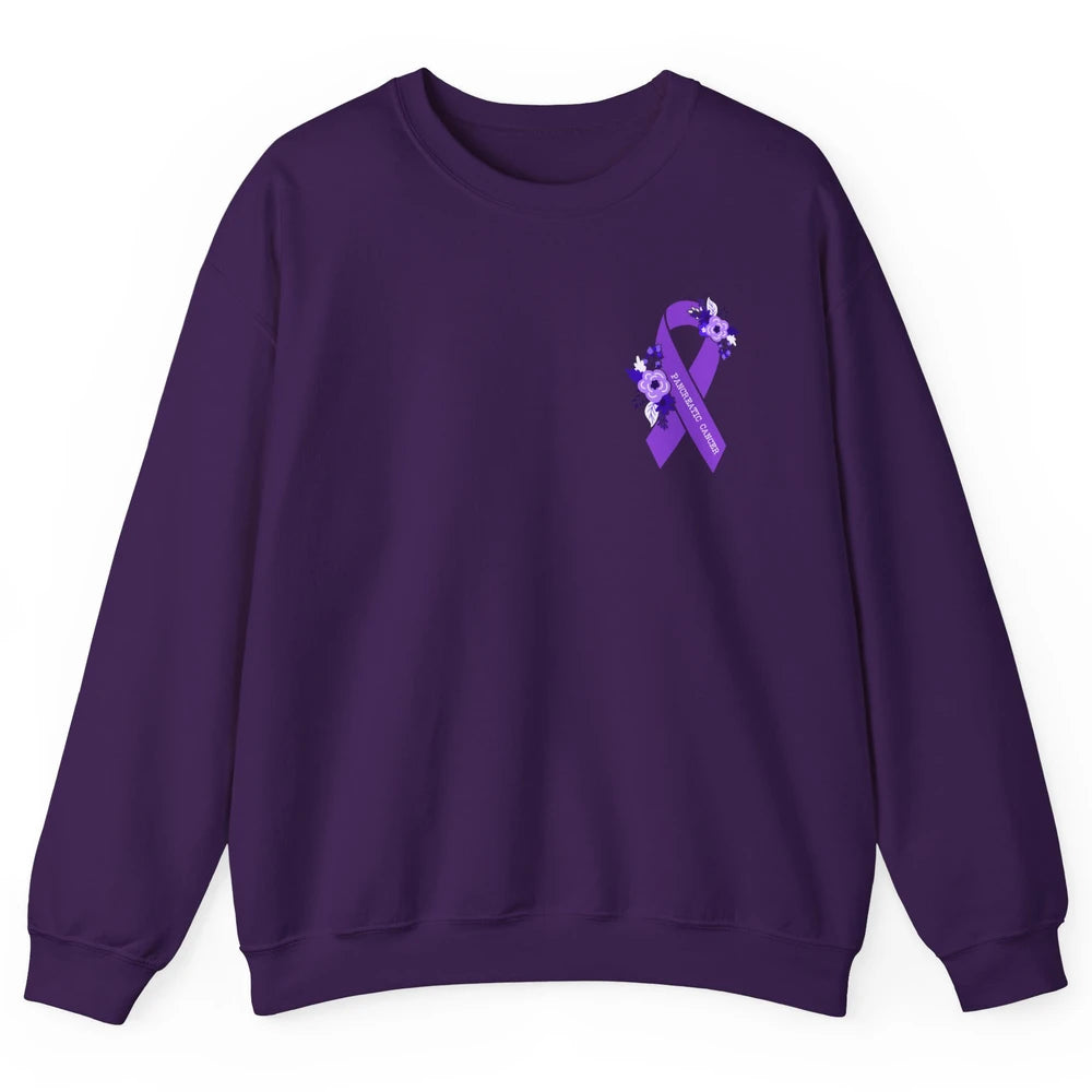 Pancreatic Cancer Awareness Floral Purple Ribbon Rainbow Unisex Crewneck Sweatshirt