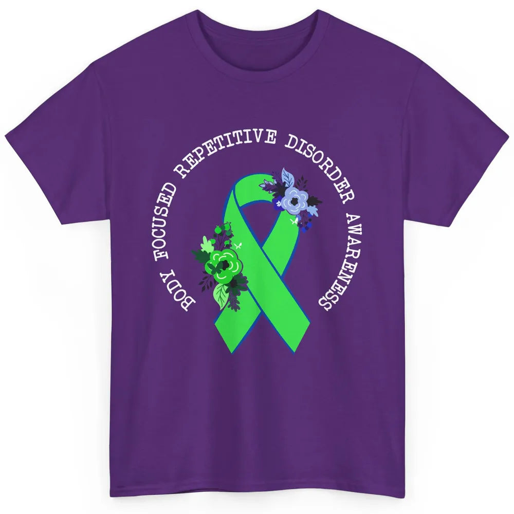 Body Focused Repetitive Disorder BFRB Floral Green Ribbon Classic Unisex T-Shirt