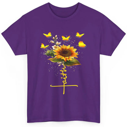 Vintage Faith Cross Sunflower Butterfly Christian Jesus God Classic Unisex T-Shirt