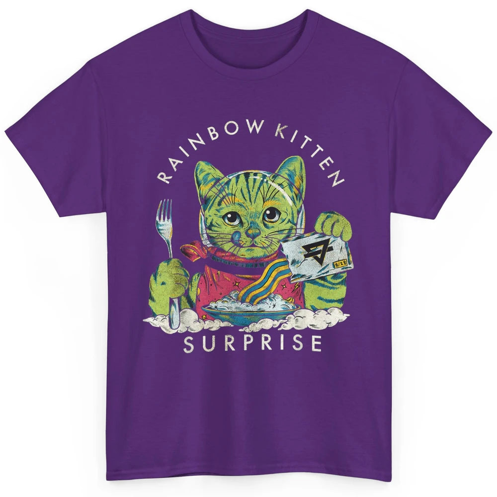 Retro Rainbow Kitten Surprise Gothic Halloween Funny Cat Pet Classic Unisex T-Shirt