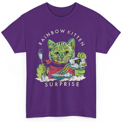 Retro Rainbow Kitten Surprise Gothic Halloween Funny Cat Pet Classic Unisex T-Shirt