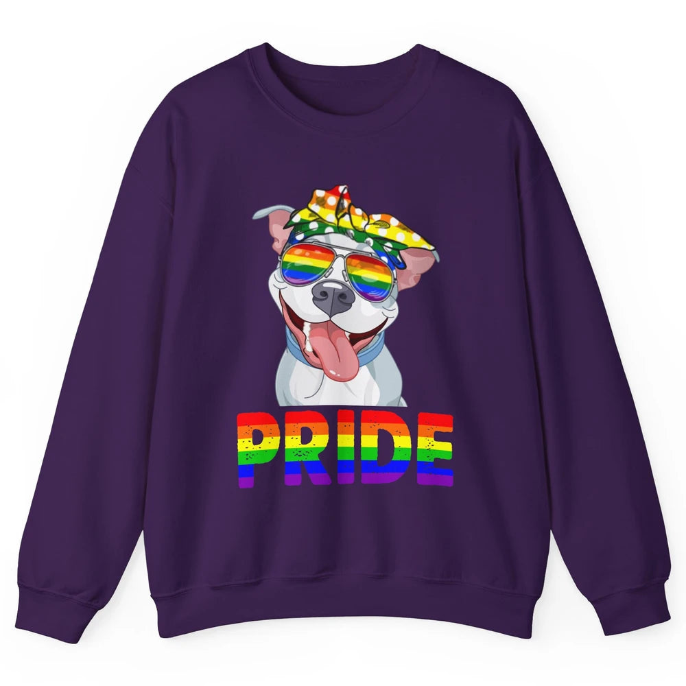 Pitbull Pride Dog Mom LGBT Gay Pride Month Unisex Crewneck Sweatshirt