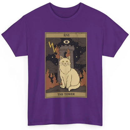 Retro Halloween Cat Witch The Tower Tarot Card Witchcraft Classic Unisex T-Shirt