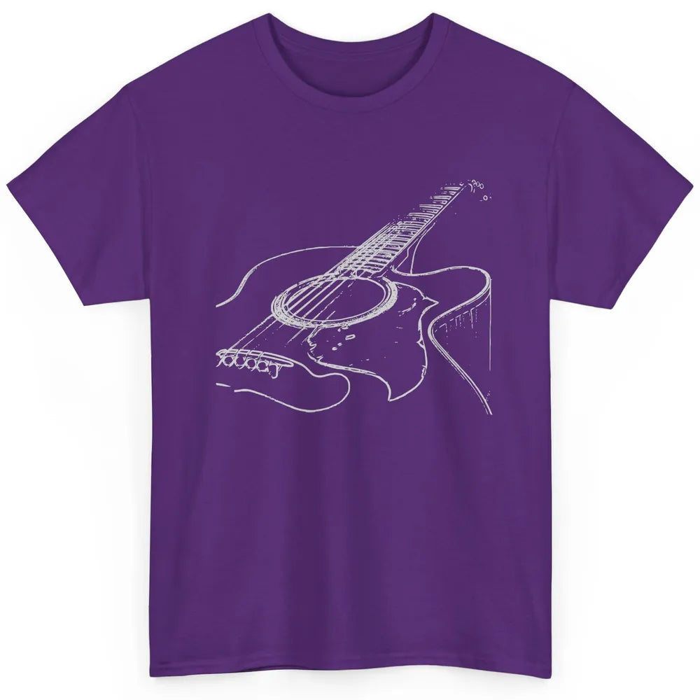 Retro Acoustic Guitar Guitarist Musician Music Lovers Gift Classic Unisex T-Shirt