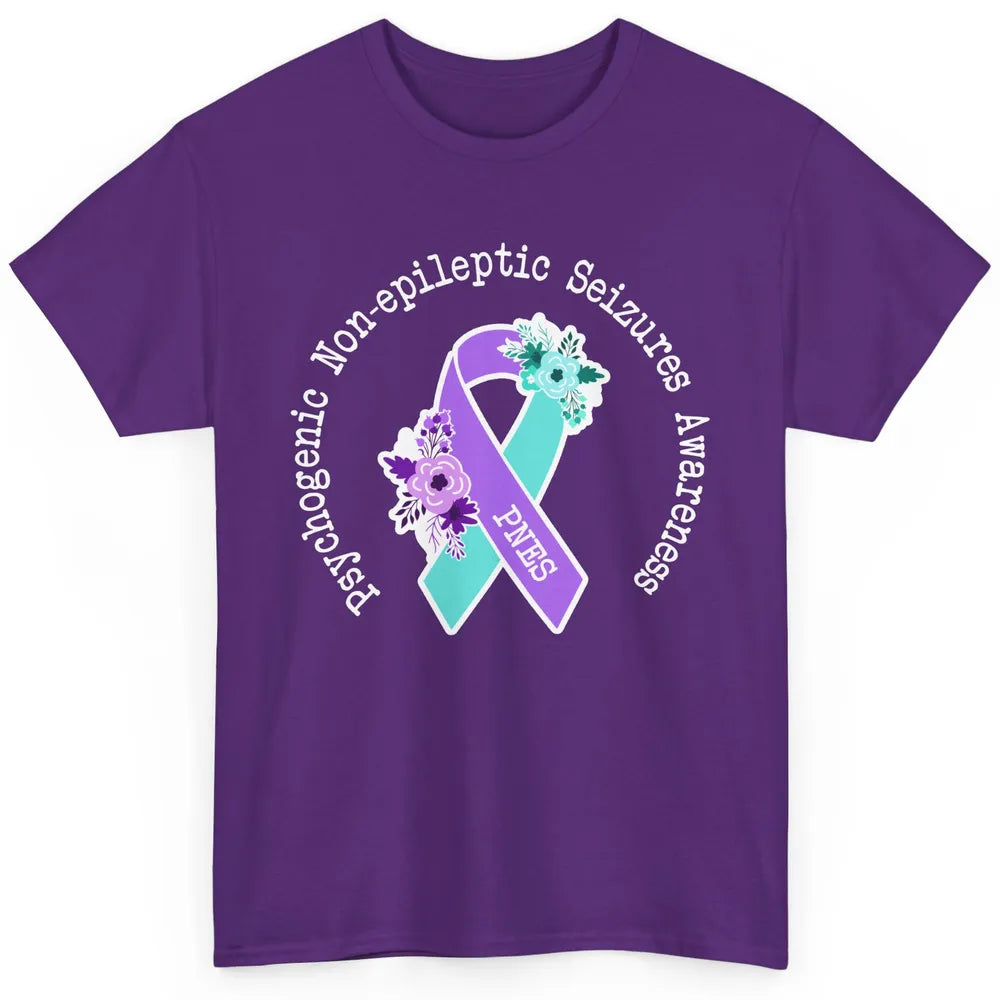 Psychogenic Non-epileptic Seizures PNES Purple Teal Ribbon Classic Unisex T-Shirt