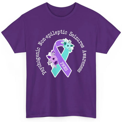 Psychogenic Non-epileptic Seizures PNES Purple Teal Ribbon Classic Unisex T-Shirt