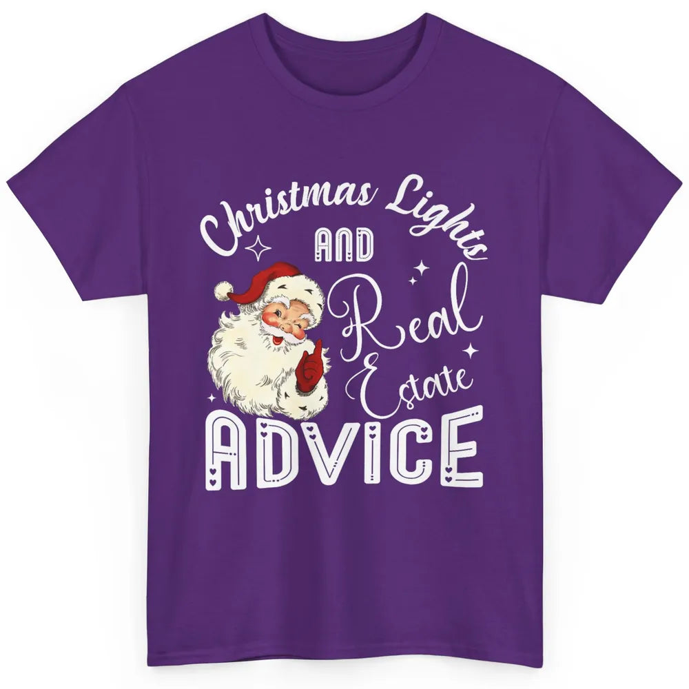Merry Christmas Xmas Lights Santa Realtor Real Estate Advice Classic Unisex T-Shirt