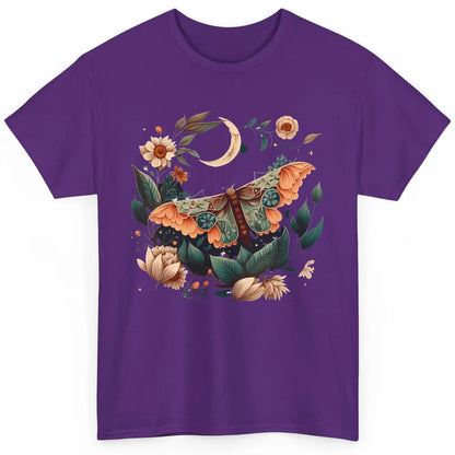 Retro Floral Moth Moon Butterfly Boho Moth Lovers Gift Classic Unisex T-Shirt