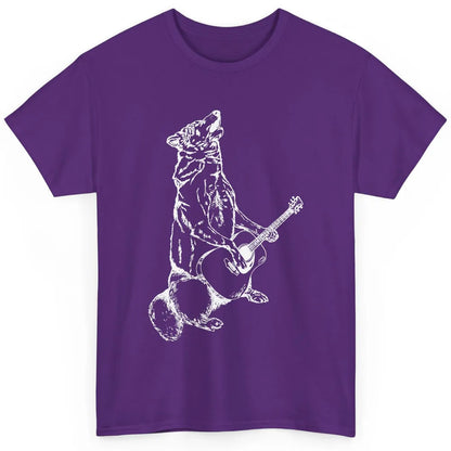 Retro Howling Wolf Playing Guitar Musician Guitarist Music Classic Unisex T-Shirt