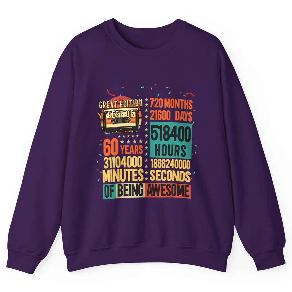 Retro 60s Lifetime Cassette Music Count Down 60th Birthday Unisex Crewneck Sweatshirt