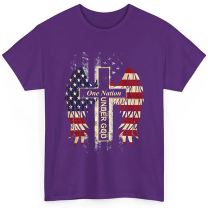 Patriotic One Nation Under God American Flag Faith Cross Classic Unisex T-Shirt