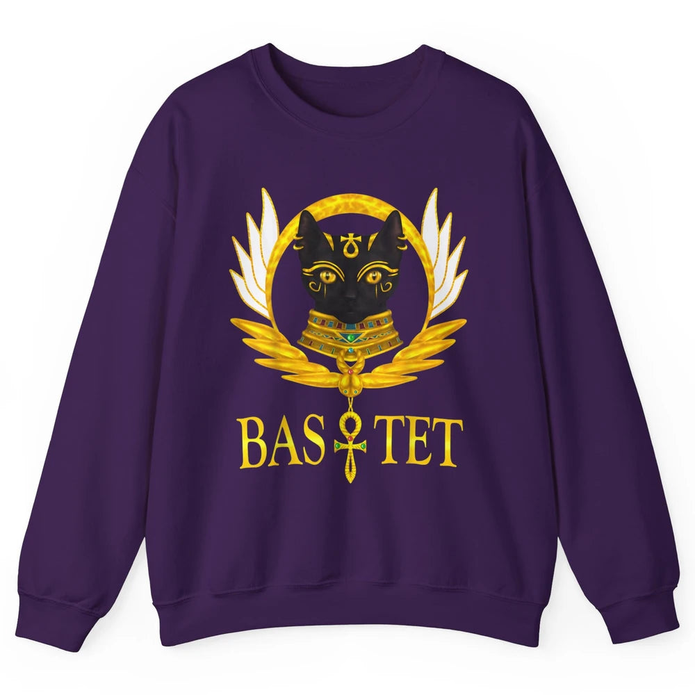 Retro Ancient Egyptian Cat Egypt Goddess Bastet Wings Horus Unisex Crewneck Sweatshirt