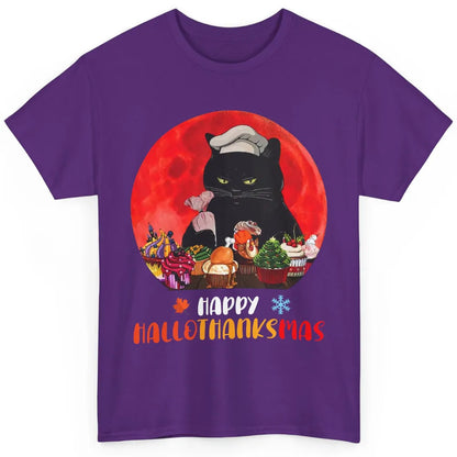 Black Cat Happy Hallothanksmas Baker Cat Halloween Christmas Classic Unisex T-Shirt