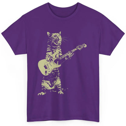 Retro Cat Playing Guitar Cat Guitarist Music Lovers Cat Mom Classic Unisex T-Shirt