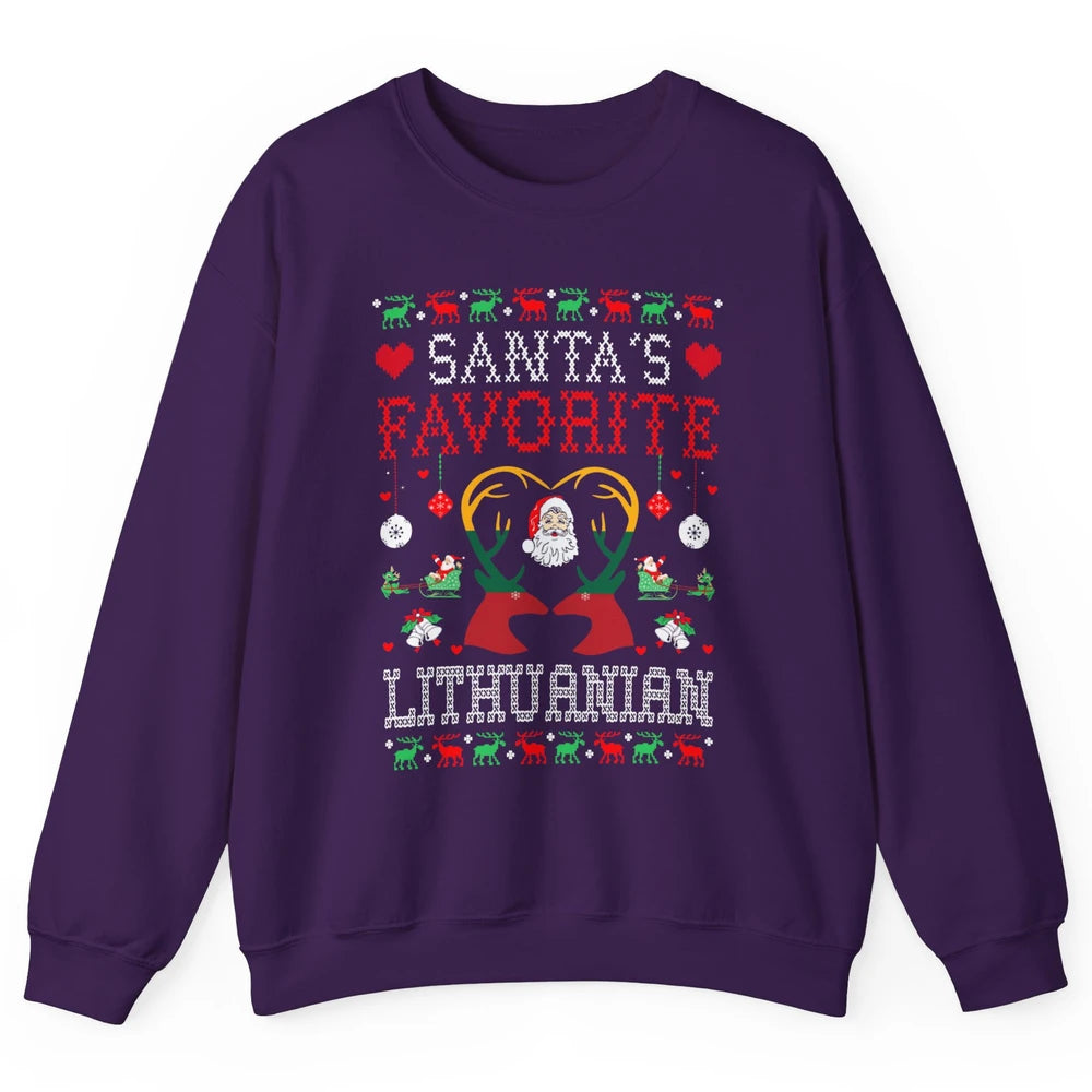 Merry Christmas Santa Favorite Lithuanian Xmas Ugly Santa Unisex Crewneck Sweatshirt