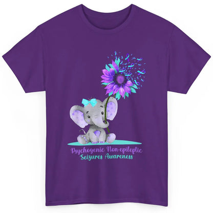 PNES Awareness Purple Teal Ribbon Sunflower Baby Elephant Classic Unisex T-Shirt