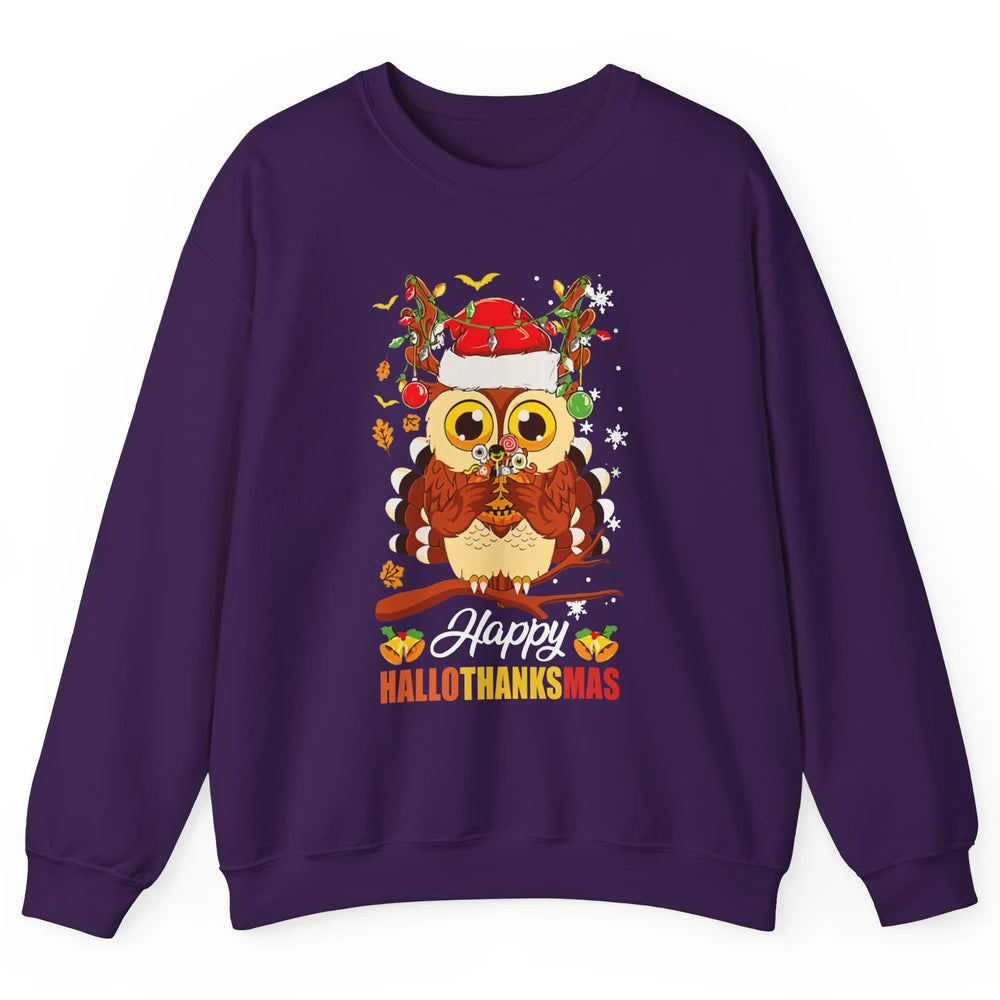 Owl Halloween Owl Thanksgiving Owl Christmas Owl Lovers Gift Unisex Crewneck Sweatshirt