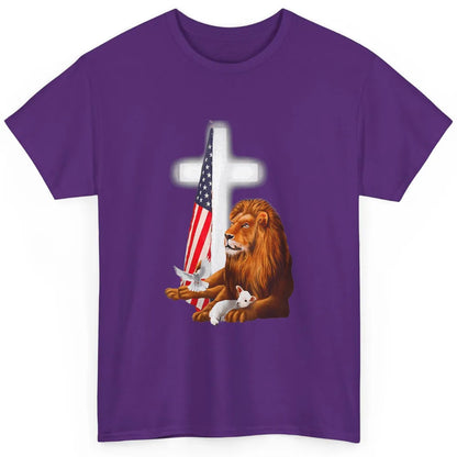 Patriotic Christian Lamb Bible Verse Lion Cross Religious Classic Unisex T-Shirt