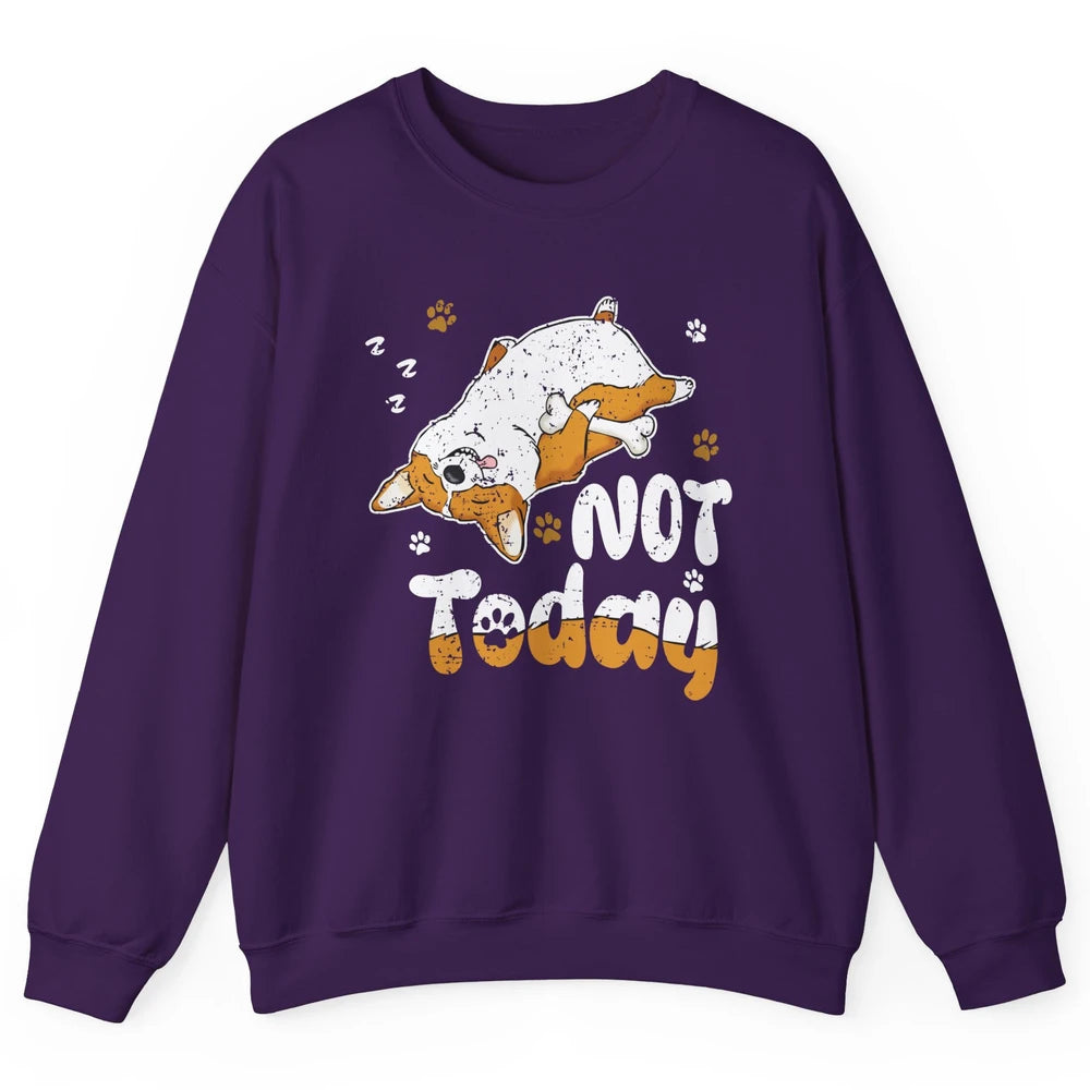 Retro Lazy Corgi Not Today World Lazy Day Corgi Dog Lovers Unisex Crewneck Sweatshirt