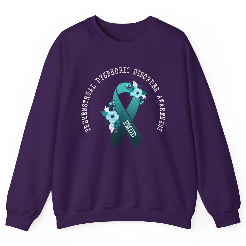 Premenstrual Dysphoric Disorder PMDD Awareness Ribbon Unisex Crewneck Sweatshirt