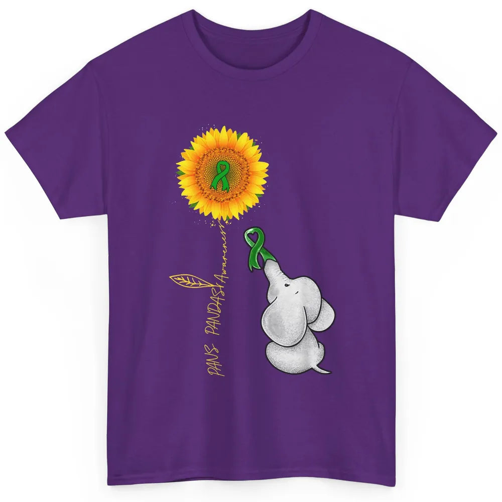 PANS/PANDAS Awareness Green Ribbon Sunflower Baby Elephant Classic Unisex T-Shirt
